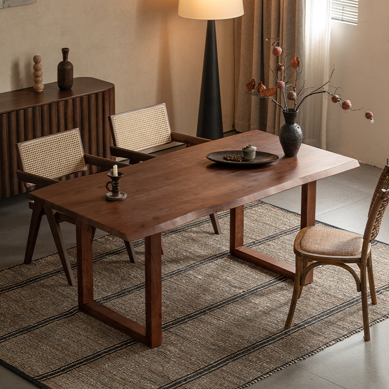 Xaviera solid acacia wood dining table in walnut colour