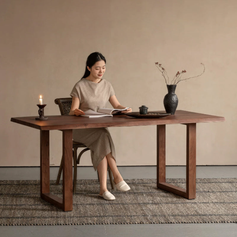 Xaviera solid acacia wood dining table in walnut colour – view 2