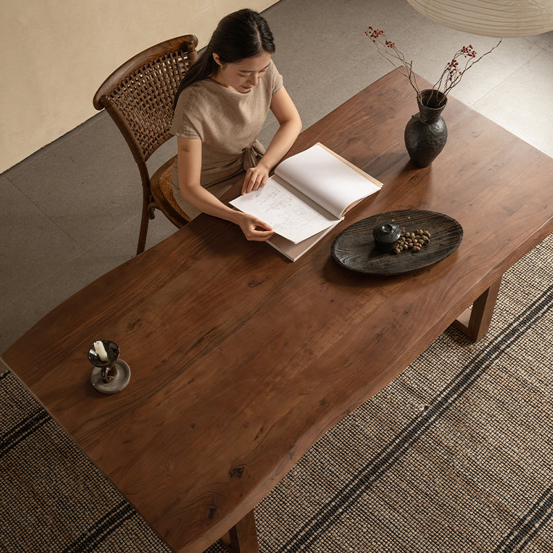 Xaviera solid acacia wood dining table in walnut colour – view 4