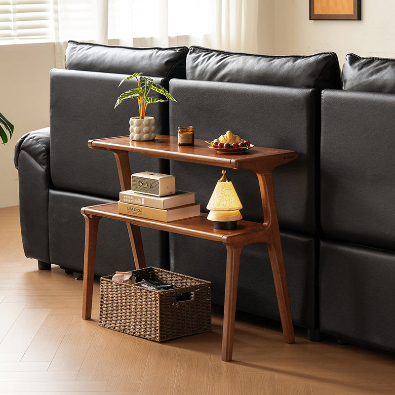 Xena rubberwood side table with tiered storage – view 3