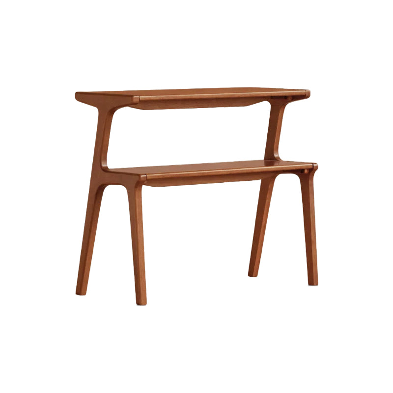 Xena rubberwood side table with tiered storage – Teak, view 9