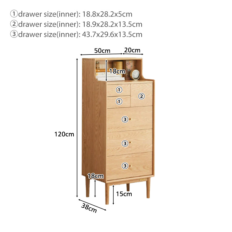 Zachariah solid oak tallboy in natural wood finish – view 9