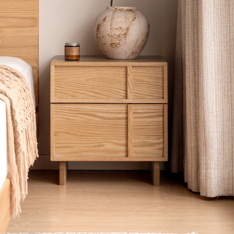 Warren solid oak bedside table with drawer in natural finish – view 2