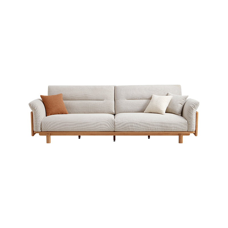 Holden 214cm/274cm/314cm FAS-Graded Solid American Oak Wood Multiple People Sofa Cotton-linen Blend Fabric