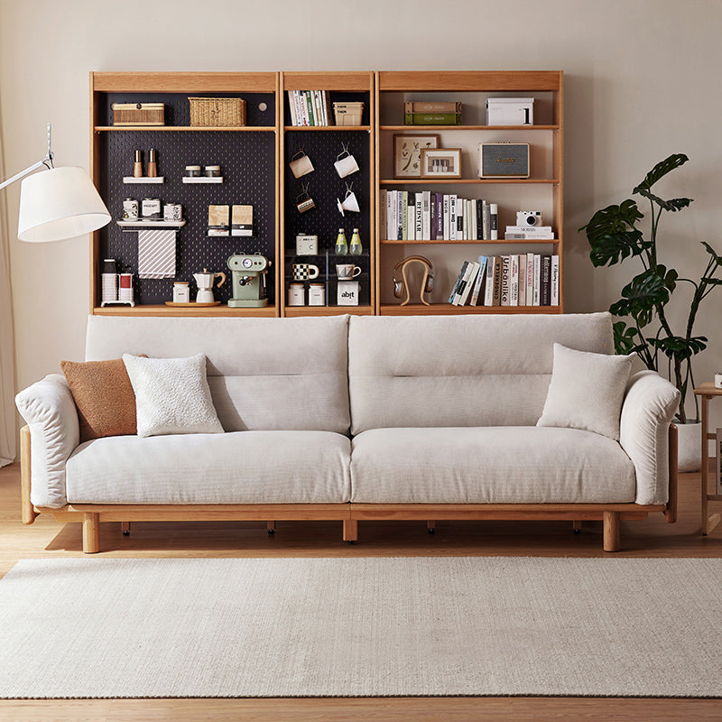 Holden 214cm/274cm/314cm FAS-Graded Solid American Oak Wood Multiple People Sofa Cotton-linen Blend Fabric