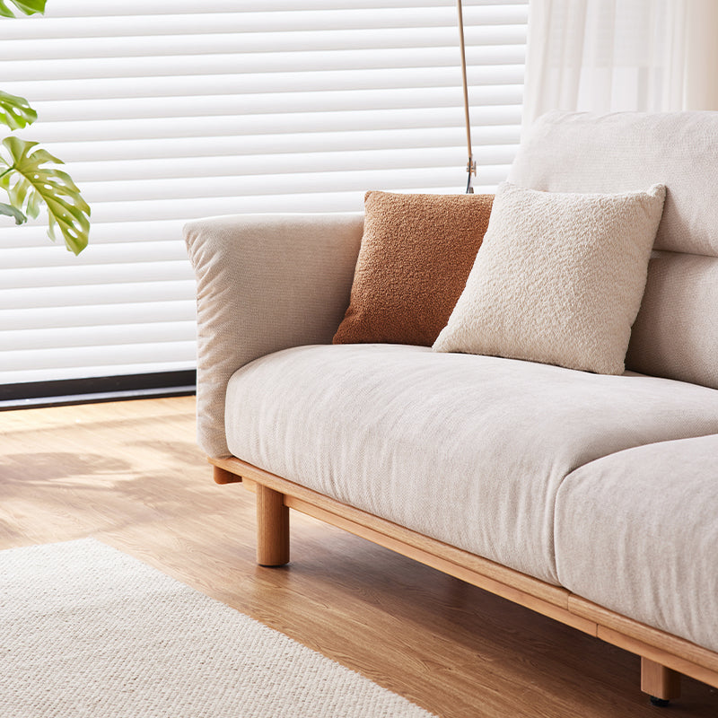 Holden 214cm/274cm/314cm FAS-Graded Solid American Oak Wood Multiple People Sofa Cotton-linen Blend Fabric