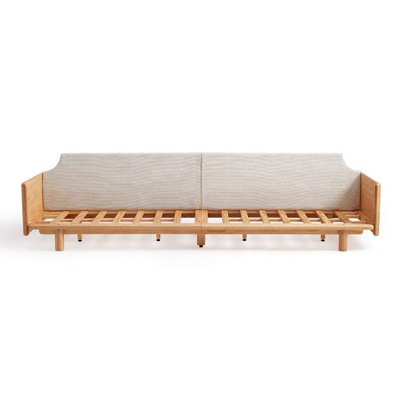 Holden 214cm/274cm/314cm FAS-Graded Solid American Oak Wood Multiple People Sofa Cotton-linen Blend Fabric