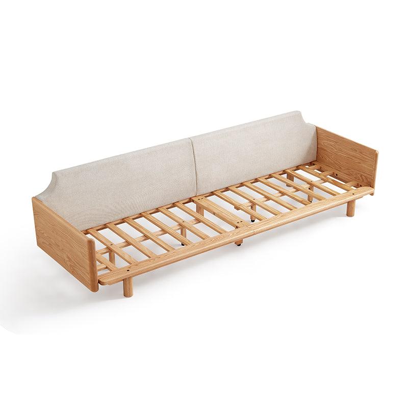 Holden 214cm/274cm/314cm FAS-Graded Solid American Oak Wood Multiple People Sofa Cotton-linen Blend Fabric