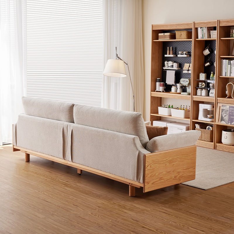 Holden 214cm/274cm/314cm FAS-Graded Solid American Oak Wood Multiple People Sofa Cotton-linen Blend Fabric