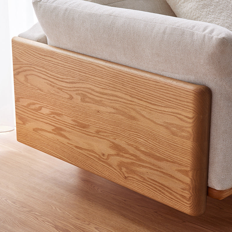 Holden 214cm/274cm/314cm FAS-Graded Solid American Oak Wood Multiple People Sofa Cotton-linen Blend Fabric