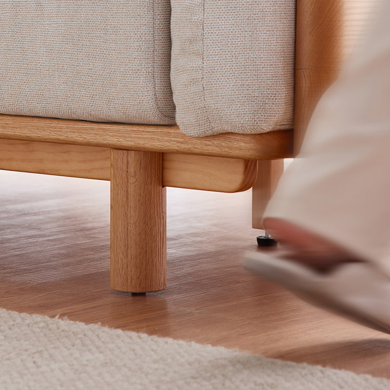 Holden 214cm/274cm/314cm FAS-Graded Solid American Oak Wood Multiple People Sofa Cotton-linen Blend Fabric