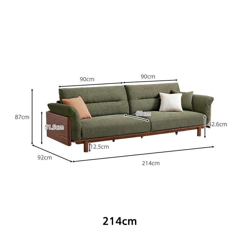 Holden 214cm/274cm/314cm FAS-Graded Solid American Oak Wood Multiple People Sofa Cotton-linen Blend Fabric
