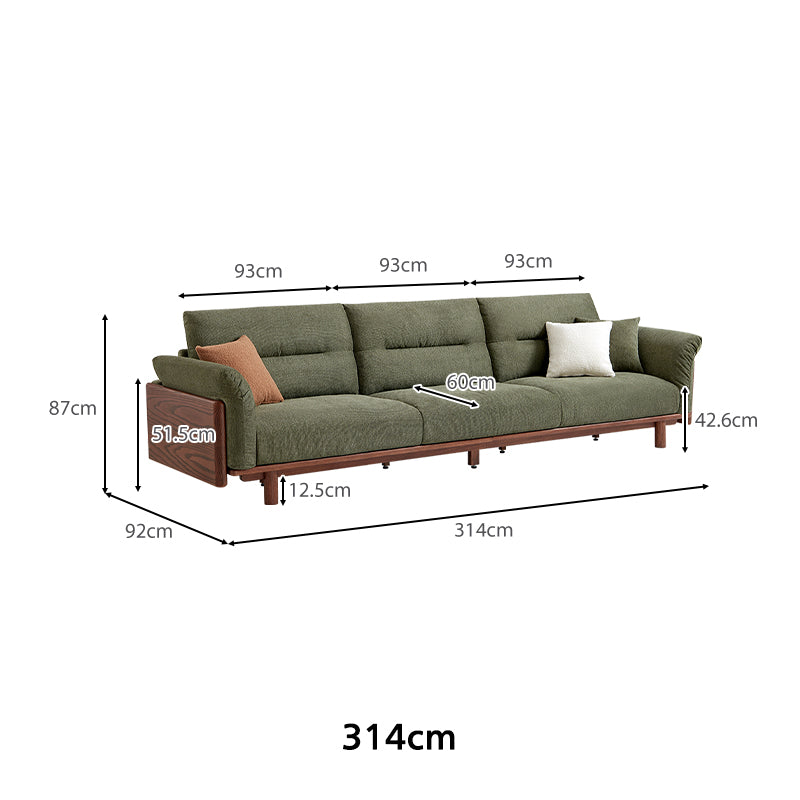 Holden 214cm/274cm/314cm FAS-Graded Solid American Oak Wood Multiple People Sofa Cotton-linen Blend Fabric