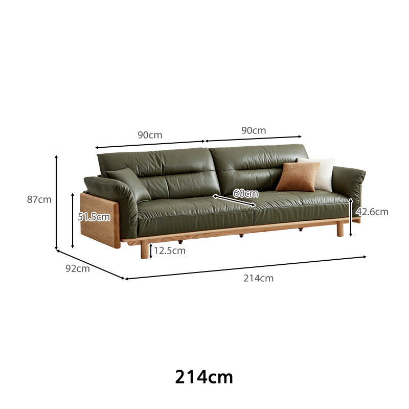 Holden 214cm/274cm/314cm FAS-Graded Solid American Oak Wood Multiple People Sofa Top-grain Leather