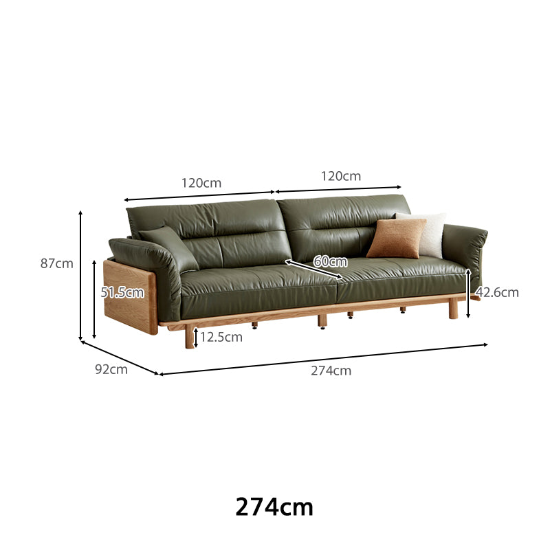 Holden 214cm/274cm/314cm FAS-Graded Solid American Oak Wood Multiple People Sofa Top-grain Leather