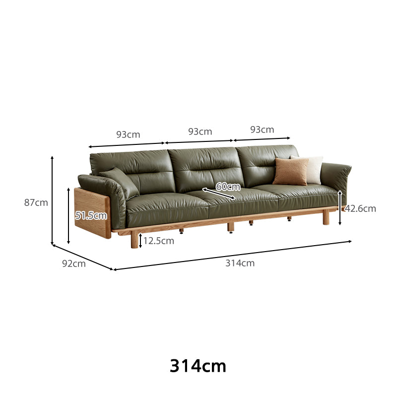 Holden 214cm/274cm/314cm FAS-Graded Solid American Oak Wood Multiple People Sofa Top-grain Leather