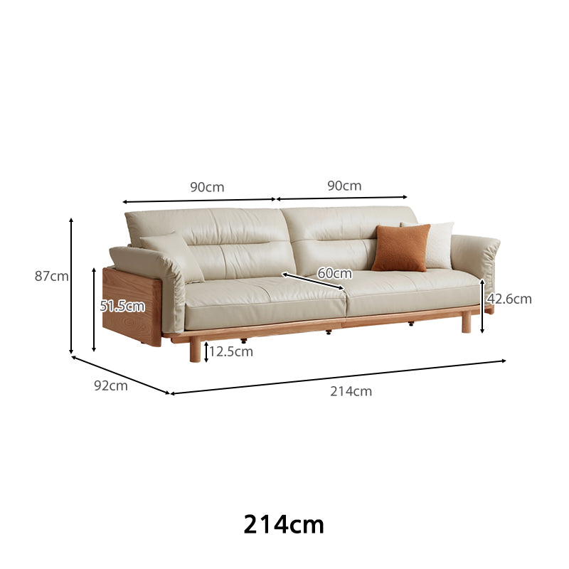 Holden 214cm/274cm/314cm FAS-Graded Solid American Oak Wood Multiple People Sofa Top-grain Leather