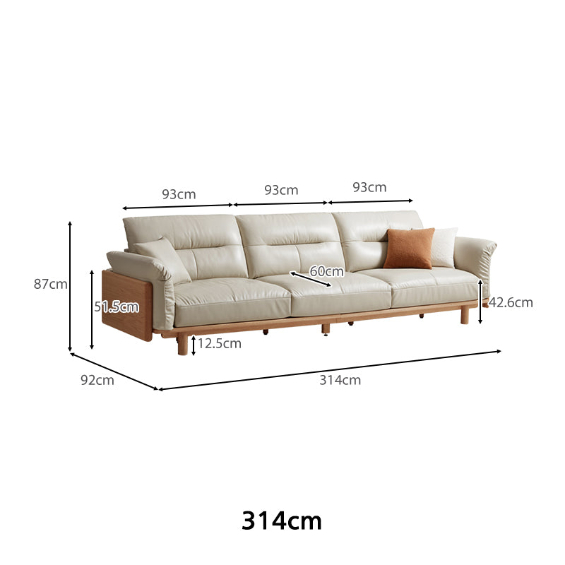 Holden 214cm/274cm/314cm FAS-Graded Solid American Oak Wood Multiple People Sofa Top-grain Leather