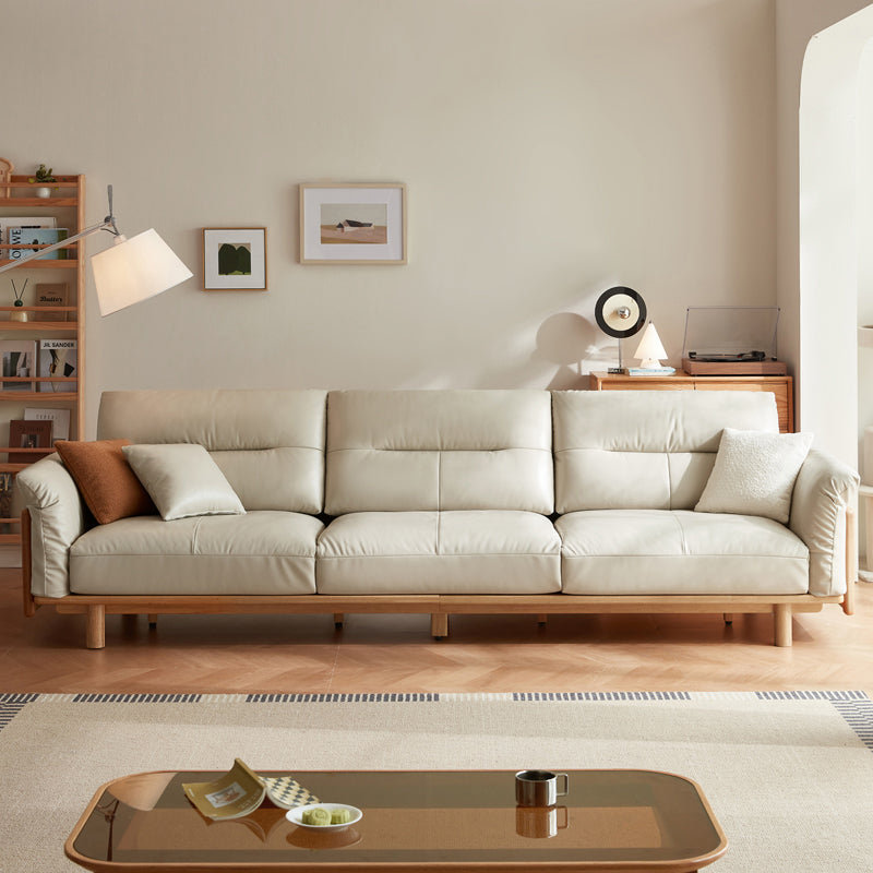 Holden 214cm/274cm/314cm FAS-Graded Solid American Oak Wood Multiple People Sofa Top-grain Leather