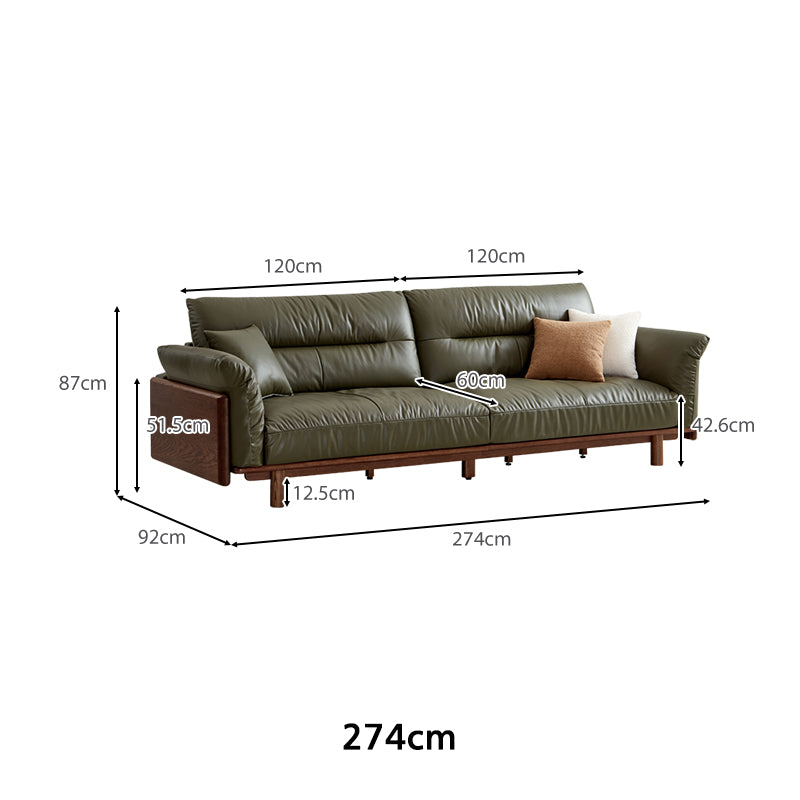 Holden 214cm/274cm/314cm FAS-Graded Solid American Oak Wood Multiple People Sofa Top-grain Leather