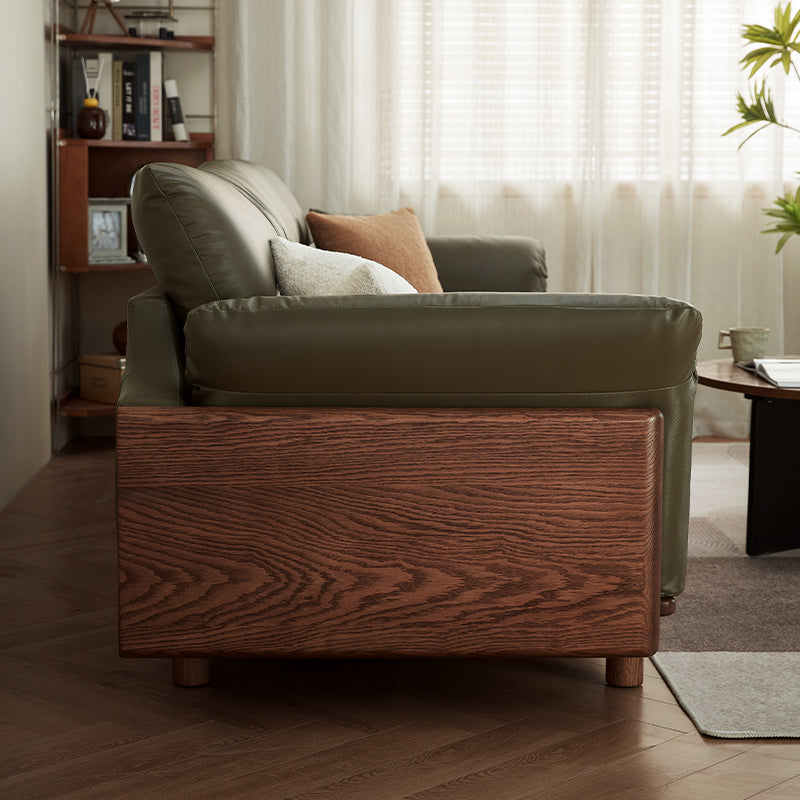 Holden 214cm/274cm/314cm FAS-Graded Solid American Oak Wood Multiple People Sofa Top-grain Leather