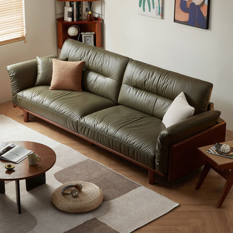 Holden 214cm/274cm/314cm FAS-Graded Solid American Oak Wood Multiple People Sofa Top-grain Leather