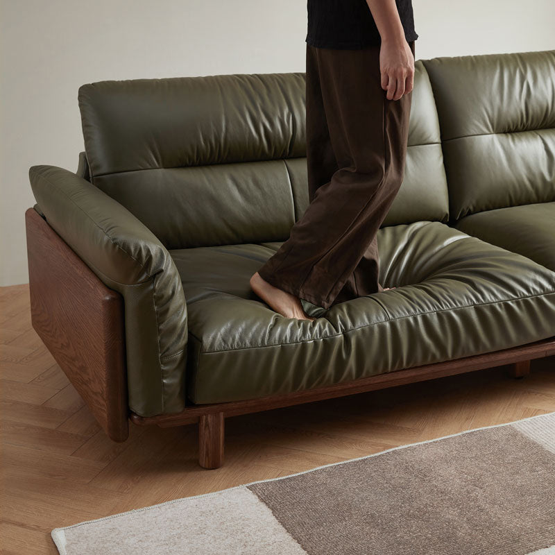Holden 214cm/274cm/314cm FAS-Graded Solid American Oak Wood Multiple People Sofa Top-grain Leather