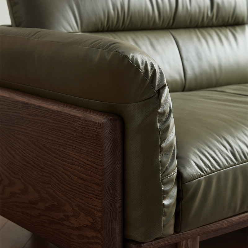 Holden 214cm/274cm/314cm FAS-Graded Solid American Oak Wood Multiple People Sofa Top-grain Leather