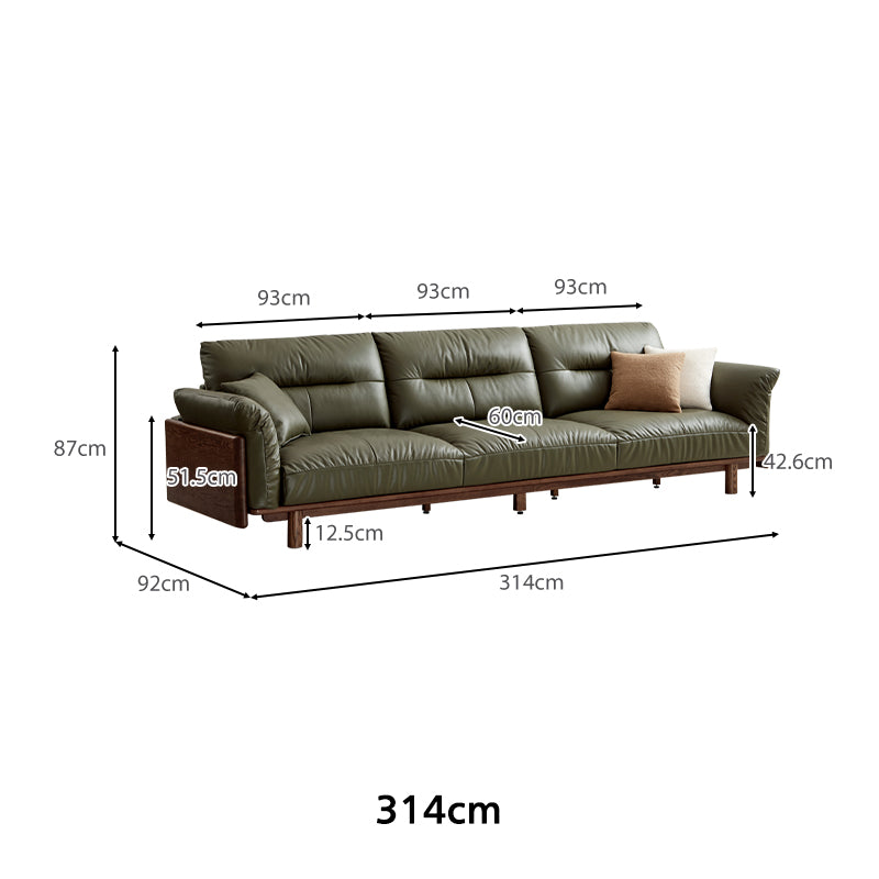 Holden 214cm/274cm/314cm FAS-Graded Solid American Oak Wood Multiple People Sofa Top-grain Leather