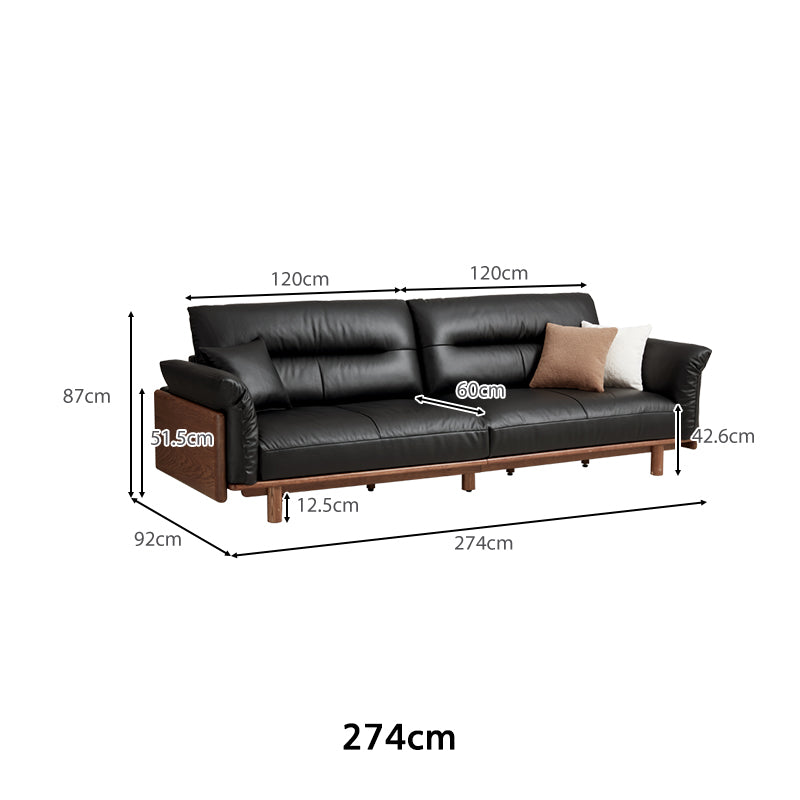 Holden 214cm/274cm/314cm FAS-Graded Solid American Oak Wood Multiple People Sofa Top-grain Leather