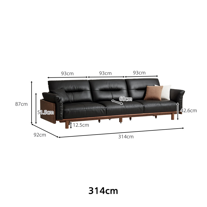 Holden 214cm/274cm/314cm FAS-Graded Solid American Oak Wood Multiple People Sofa Top-grain Leather