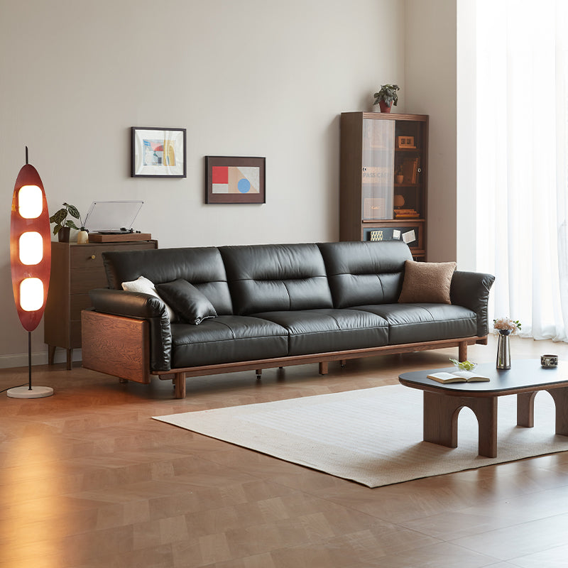 Holden 214cm/274cm/314cm FAS-Graded Solid American Oak Wood Multiple People Sofa Top-grain Leather