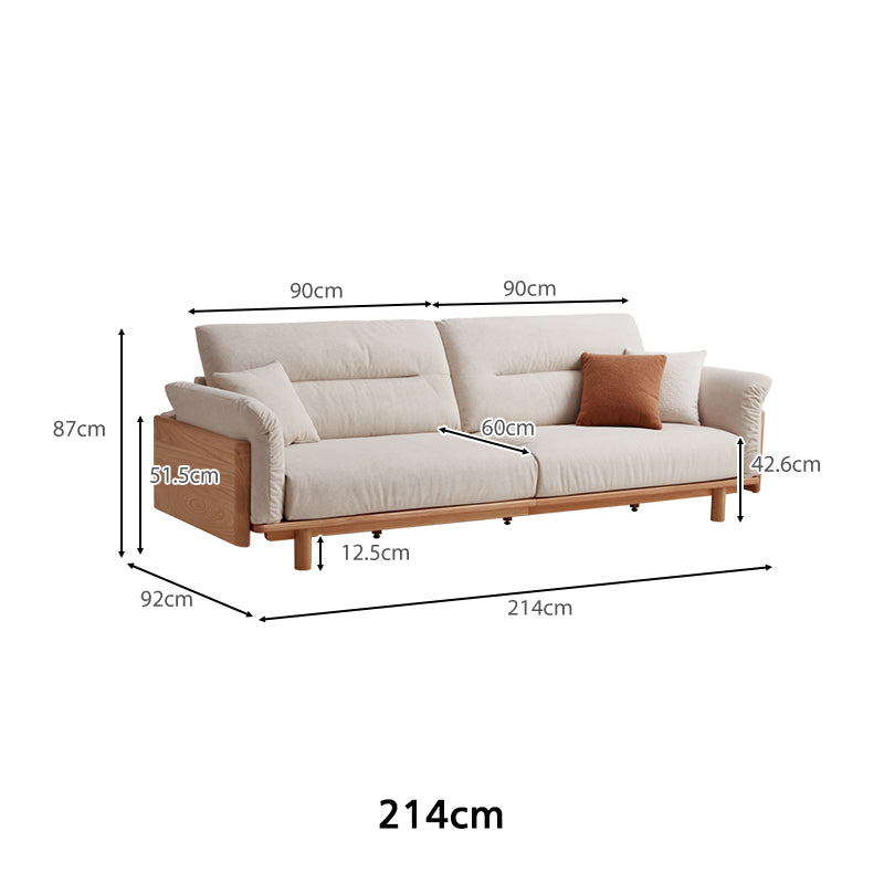 Holden 214cm/274cm/314cm FAS-Graded Solid American Oak Wood Multiple People Sofa Scratch-Resistant Fabric