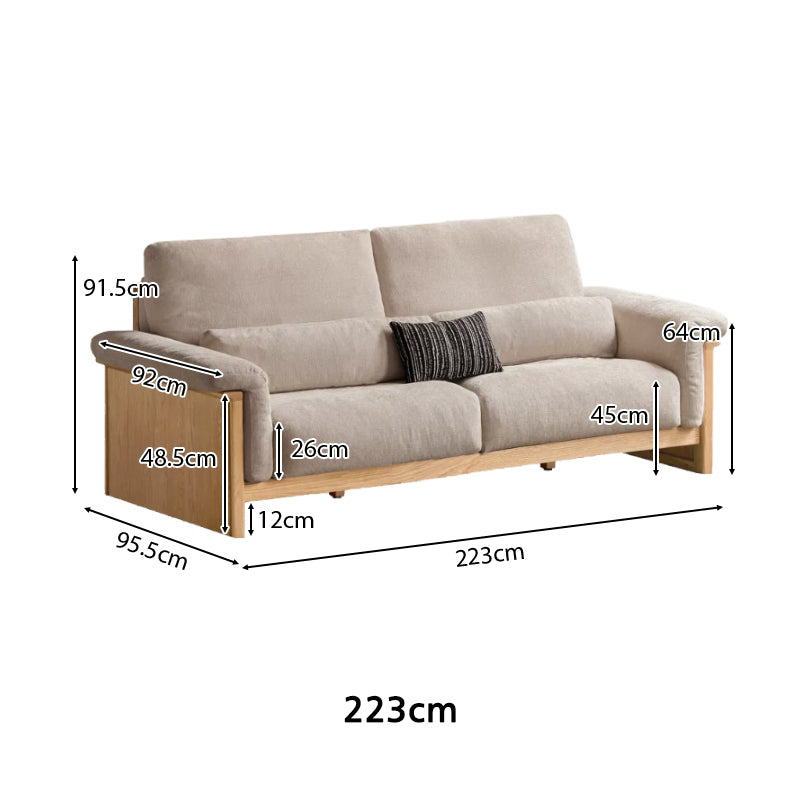 Xander 223cm/253cm/283cm FAS-Graded Solid American Oak Wood Multiple People Sofa Chenille Fabric Multiple Color