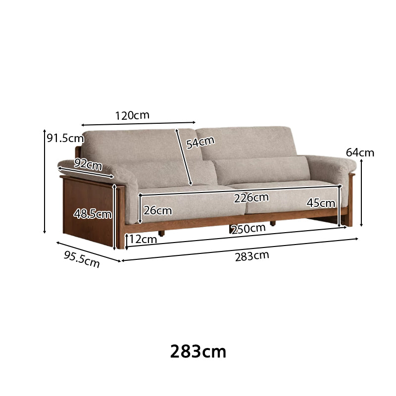 Xander 223cm/253cm/283cm FAS-Graded Solid American Oak Wood Multiple People Sofa Chenille Fabric Multiple Color