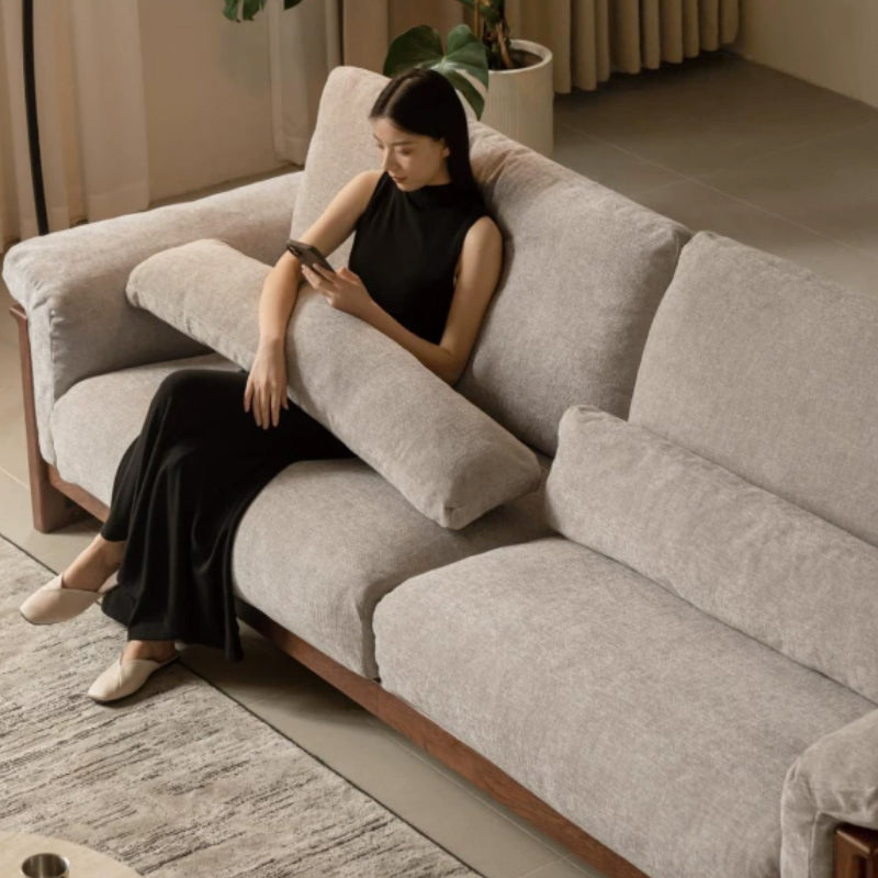 Xander 223cm/253cm/283cm FAS-Graded Solid American Oak Wood Multiple People Sofa Chenille Fabric Multiple Color