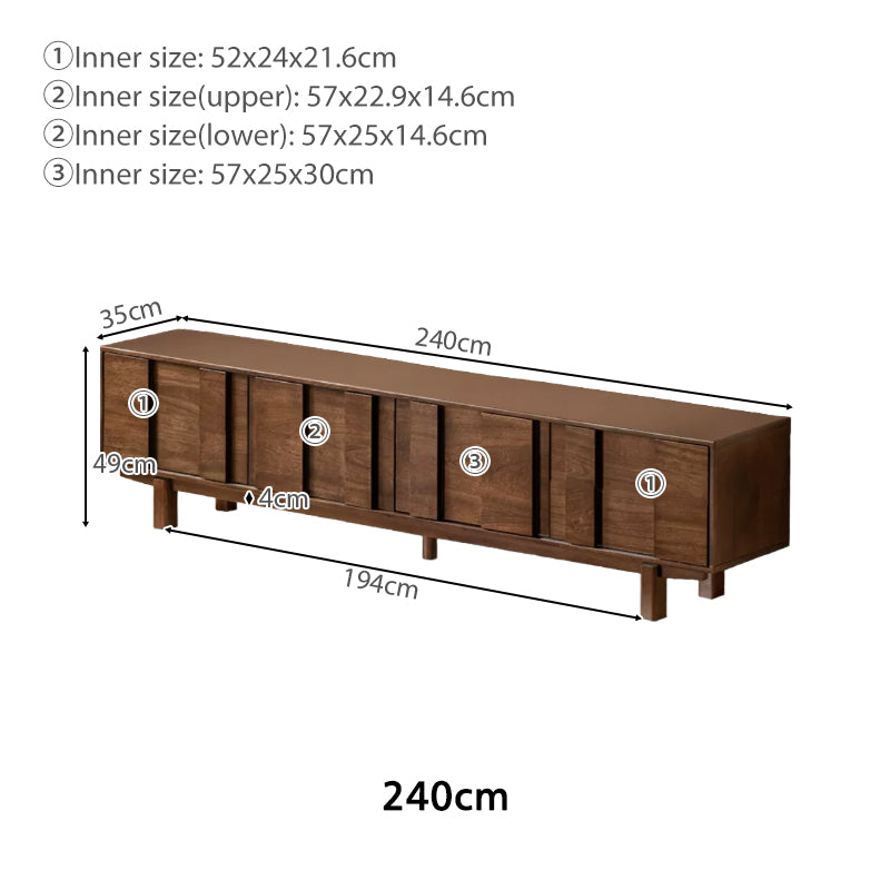 Alberta 2m/2.2m/2.4m Merpauh Wood TV Stand/Entertainment Unit For Home Walnut Color