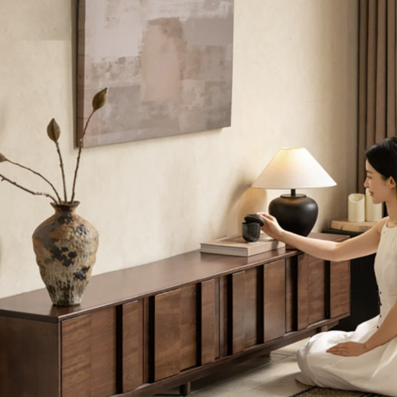 Alberta 2m/2.2m/2.4m Merpauh Wood TV Stand/Entertainment Unit For Home Walnut Color