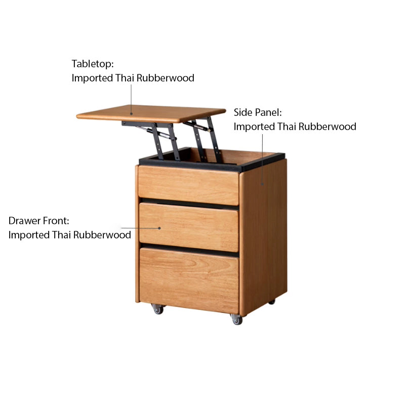 Amaris 45cm Rubberwood Left-opening Adjustable Side Table/Bedside Table/Nightstand with Drawer For Bedroom