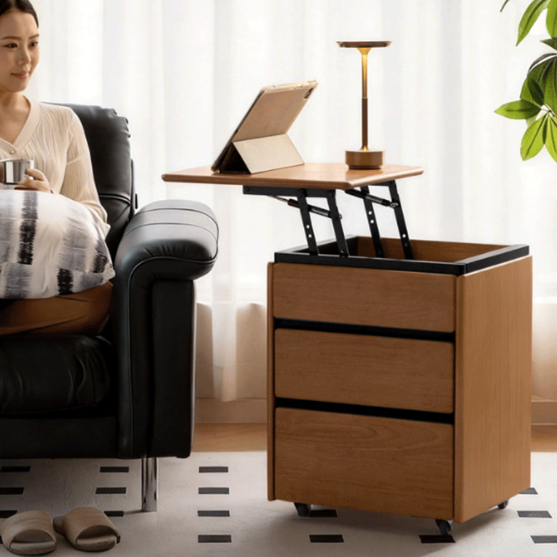 Amaris 45cm Rubberwood Left-opening Adjustable Side Table/Bedside Table/Nightstand with Drawer For Bedroom