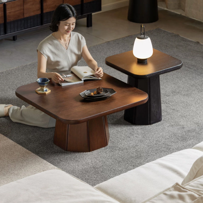 Aldo Solid Golden‑flower Pear Wood/Fraxinus Mandshurica Wood Coffee Table/Side Table Set