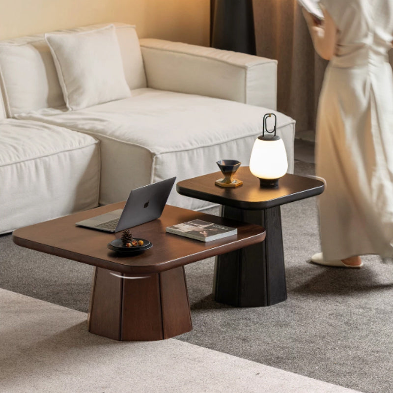 Aldo Solid Golden‑flower Pear Wood/Fraxinus Mandshurica Wood Coffee Table/Side Table Set