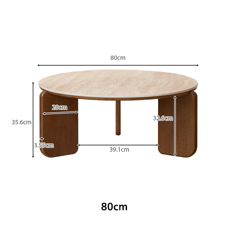 Alessandra Rubberwood Round Coffee Table/Side Table Set With Ceramic Multiple Color