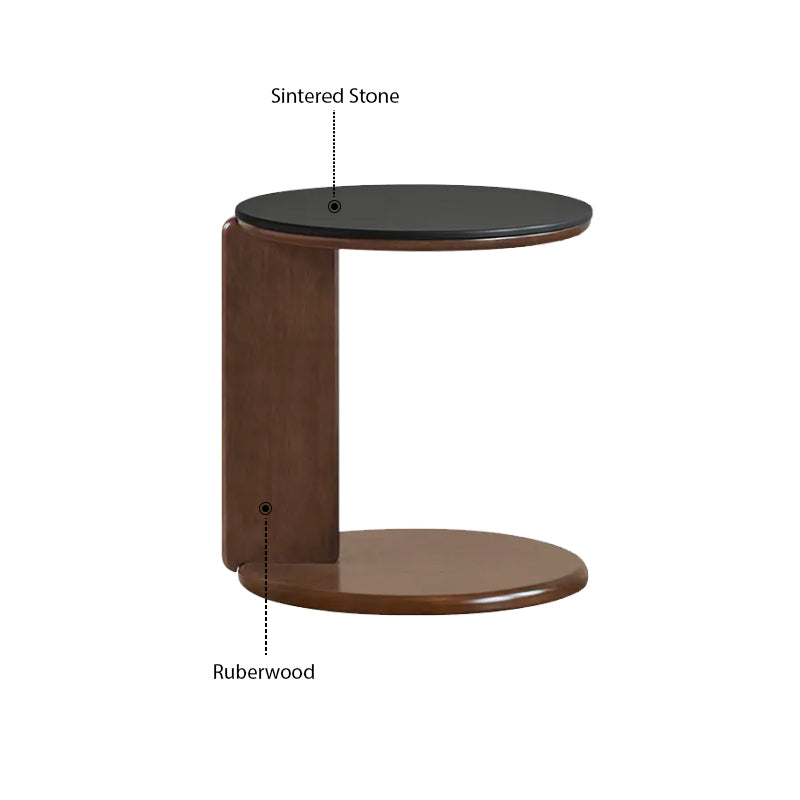 Alessandra Rubberwood Round Coffee Table/Side Table Set With Ceramic Multiple Color