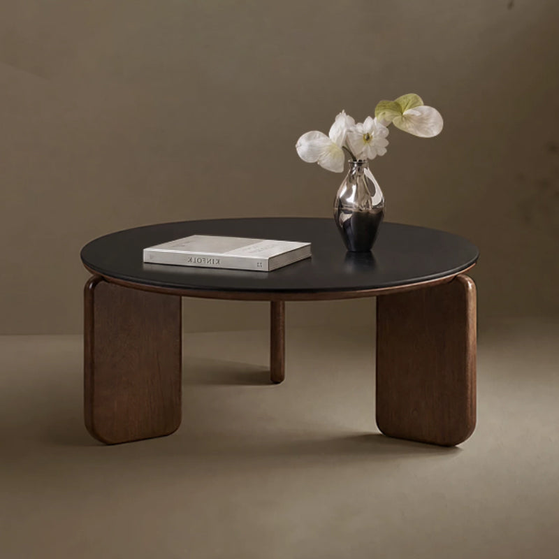Alessandra Rubberwood Round Coffee Table/Side Table Set With Ceramic Multiple Color