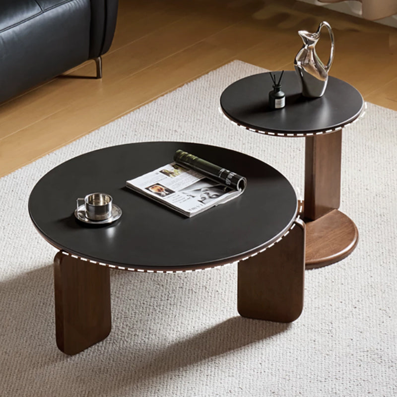 Alessandra Rubberwood Round Coffee Table/Side Table Set With Ceramic Multiple Color