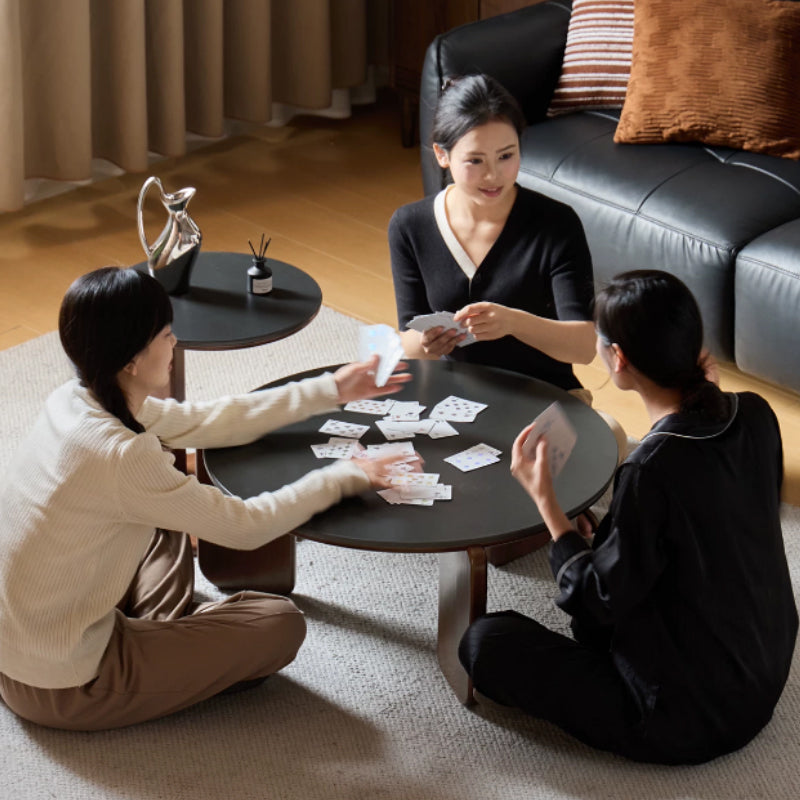 Alessandra Rubberwood Round Coffee Table/Side Table Set With Ceramic Multiple Color