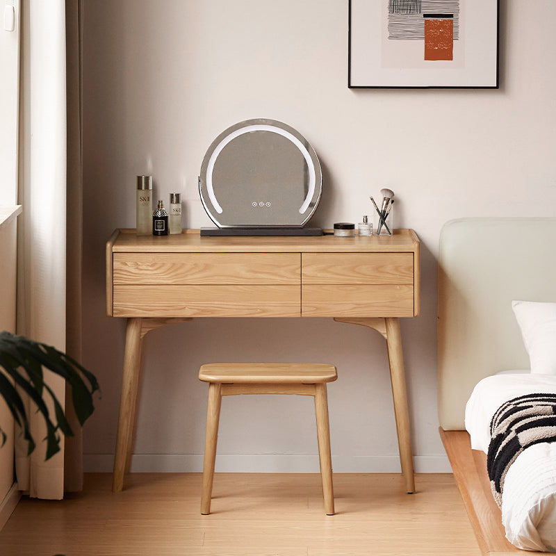 Charlene FAS-Graded Solid Black Walnut Wood/American Oak Wood Dressing Table/Bedroom Vanity Table with Drawer