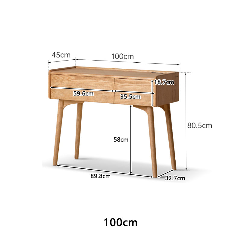 Charlene FAS-Graded Solid Black Walnut Wood/American Oak Wood Dressing Table/Bedroom Vanity Table with Drawer