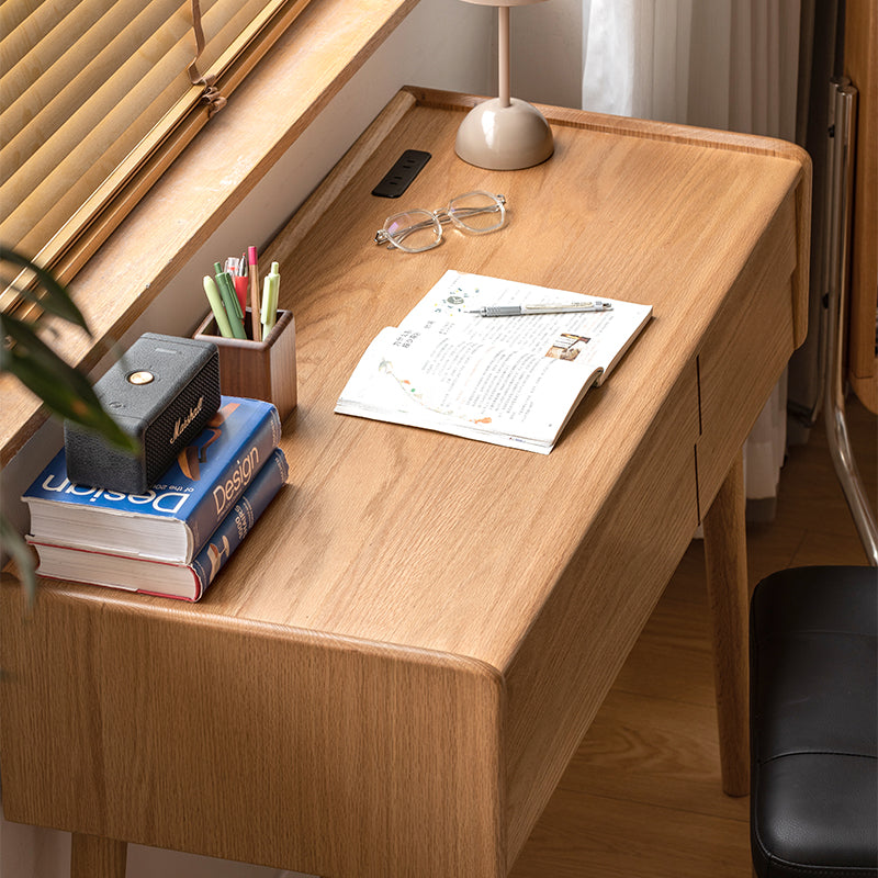 Charlene FAS-Graded Solid Black Walnut Wood/American Oak Wood Dressing Table/Bedroom Vanity Table with Drawer
